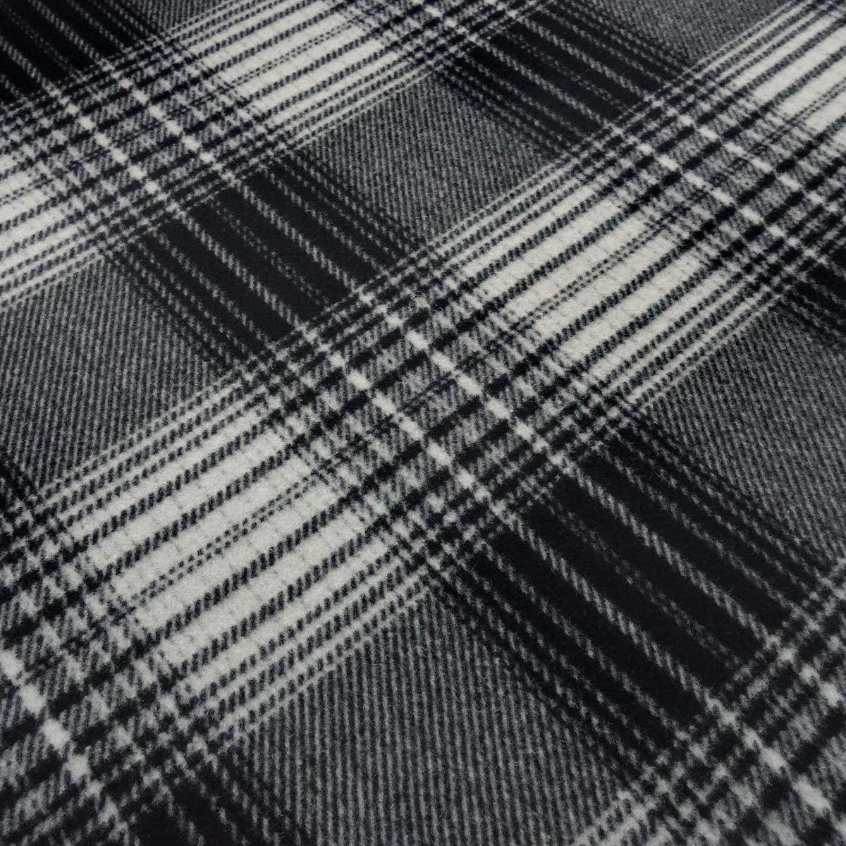 Heavy coat fabric with Glencheck check pattern in black and light gray Coat fleece Dress fabric