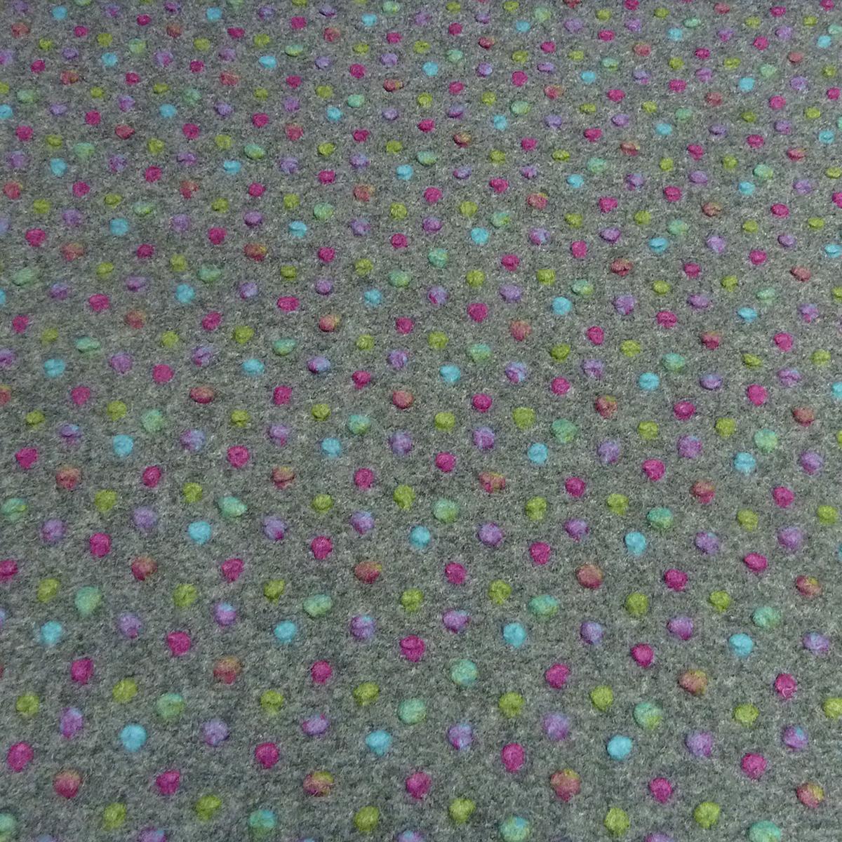 Stoff Ital. Musterwalk Kochwolle Walkloden Relief Punkte Pünktchen grau multicolor melange Kleiderstoff Mantelstoff