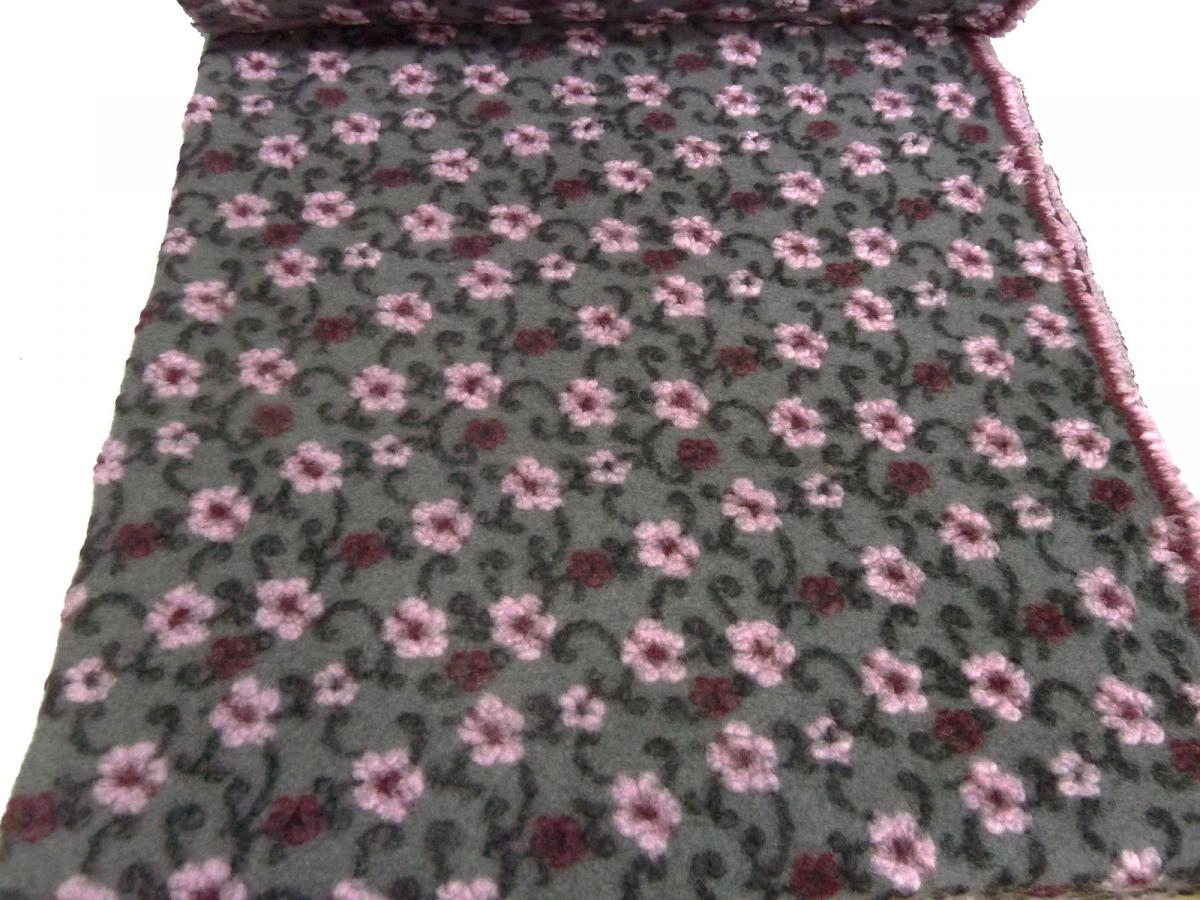 Stoff Ital. Musterwalk Kochwolle Walkloden Relief Blumen Ranken grau rosa bordeaux schwarz Kleiderstoff Mantelstoff