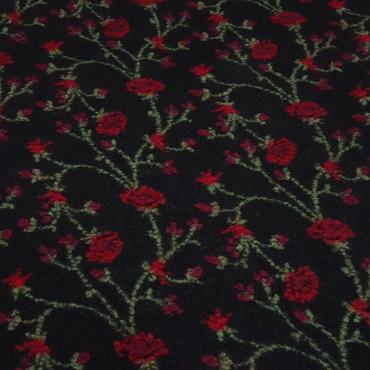Fabric Italian patterned boiled wool boiled loden with relief floral tendrils black red green coat fabric jacket fabric