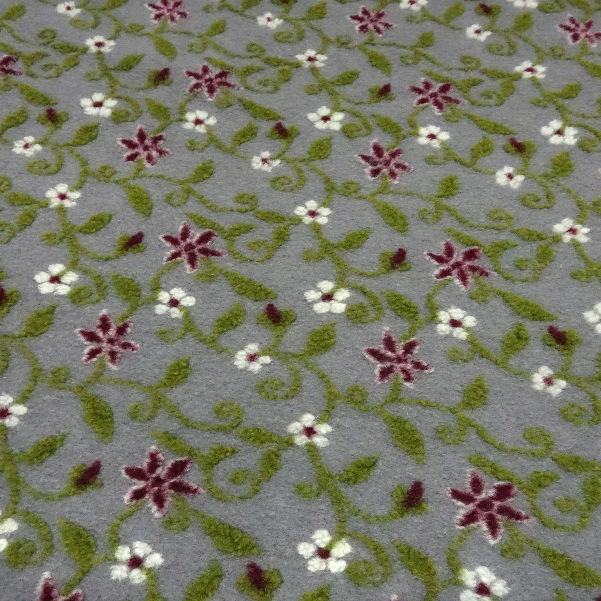 Fabric Italian pattern walk boiled wool Walkloden relief flowers tendrils gray melange green red wool white dress fabric coat fabric
