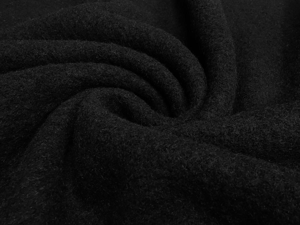 Fabric Ital. boiled wool cooking wool Walkloden black uni dress fabric coat fabric