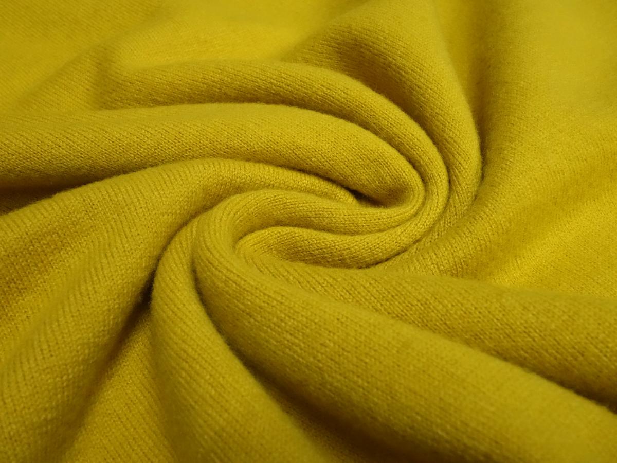 Fabric italian knit fabric made of 100% merino wool merino knit fine knit uni curry mustard yellow dress fabric children's fabric