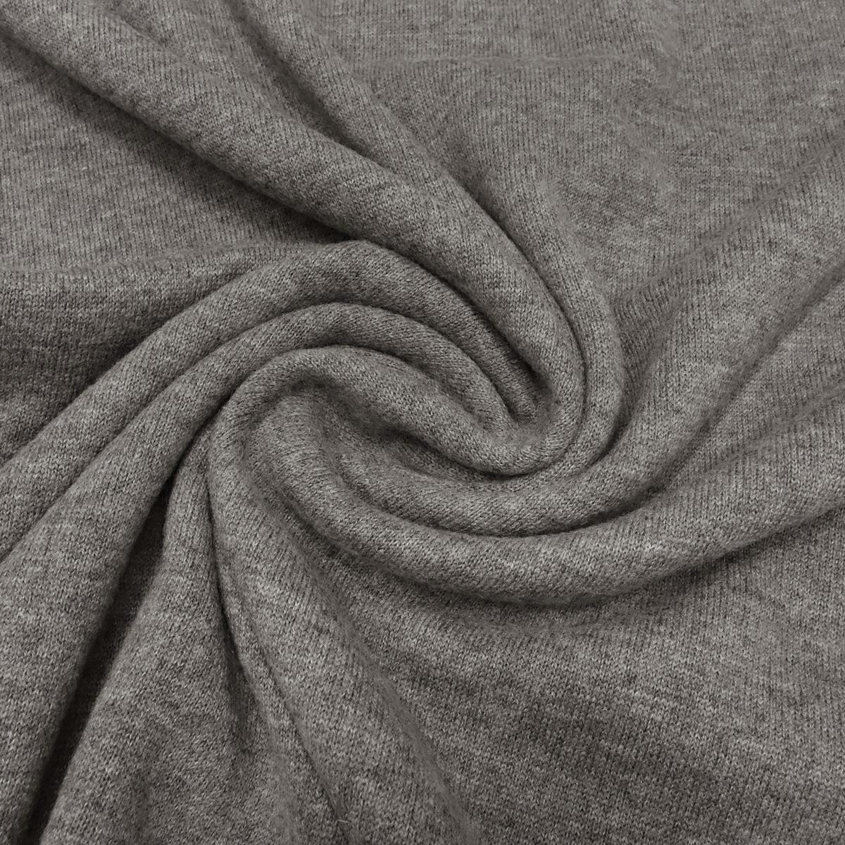 Stoff Ital. Strickstoff aus 100% Merinowolle uni grau taupé melange Merinostrick Kleiderstoff Kinderstoff