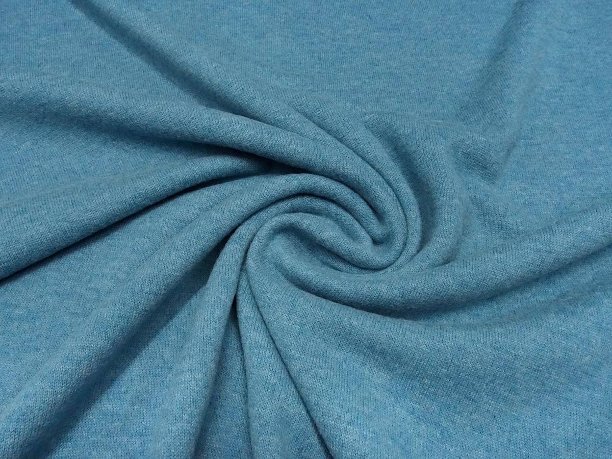 Fabric Italian knit fabric made of 100% merino wool uni turquoise blue melange merino knit dress fabrics children's fabrics
