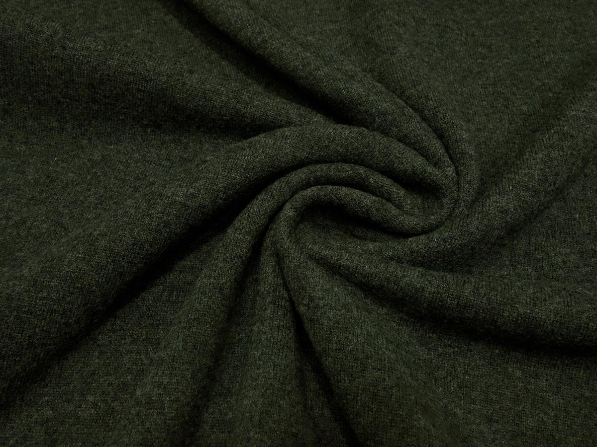 Fabric Ital. knitted fabric 100% merino wool plain olive green khaki melange merino knit dress fabric children's fabric merino fabric