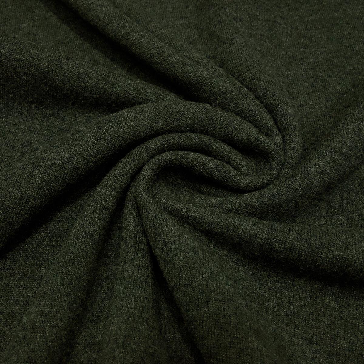 Fabric Ital. knitted fabric 100% merino wool plain olive green khaki melange merino knit dress fabric children's fabric merino fabric