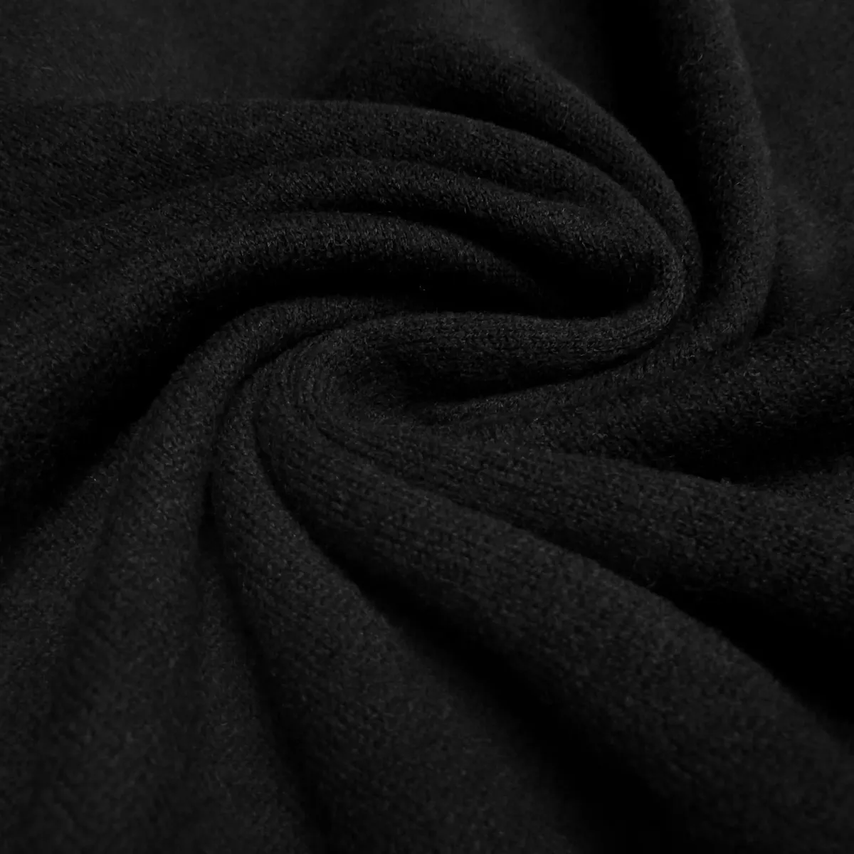 Stoff Ital. Strickstoff 100% Merino Wolle uni schwarz Kleiderstoff Kinderstoff Merinostrickstoff Merinostoff