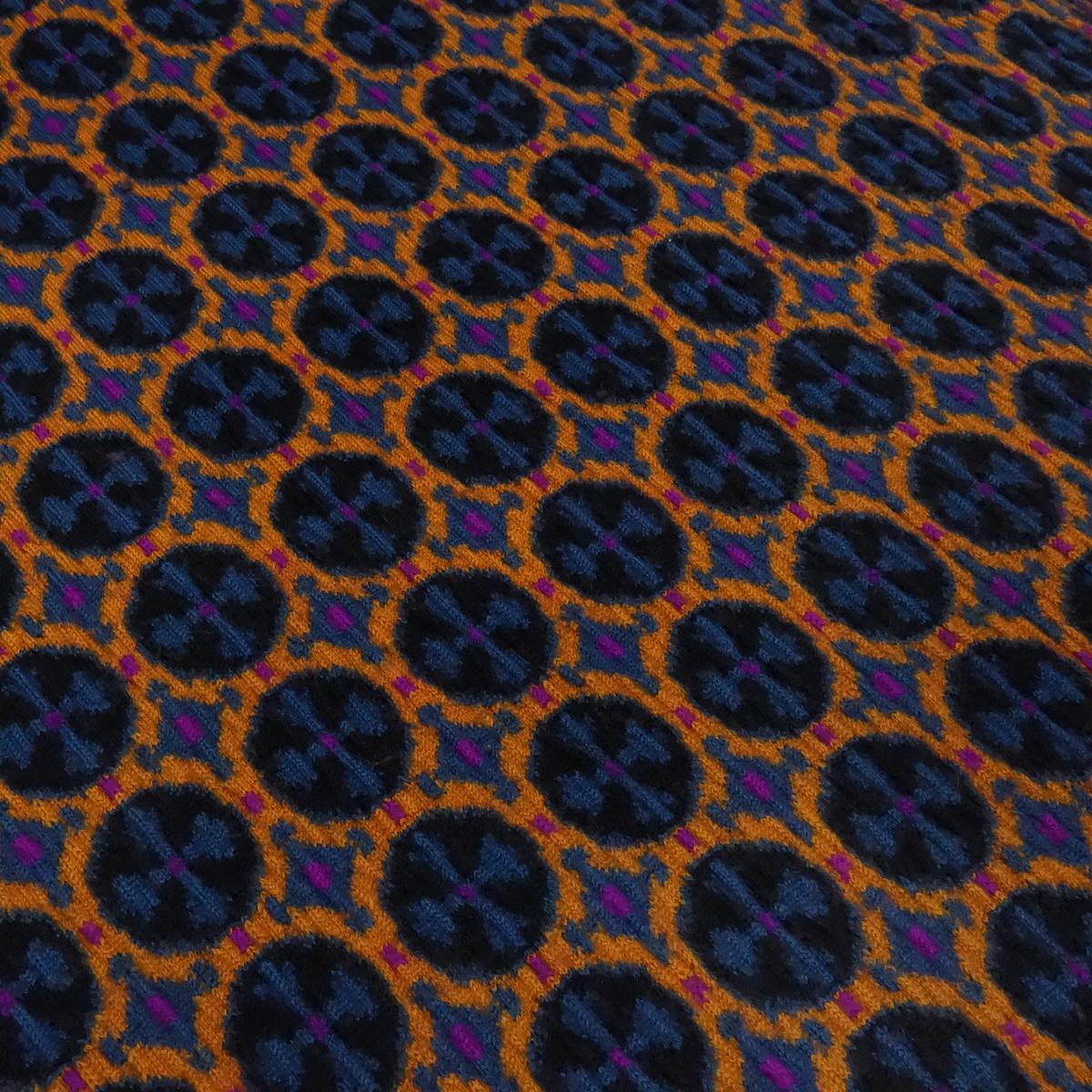 Fabric heavy italian jacquard merino knit fabric circles ornaments orange blue black fuchsia dress fabric coat fabric decoration fabric