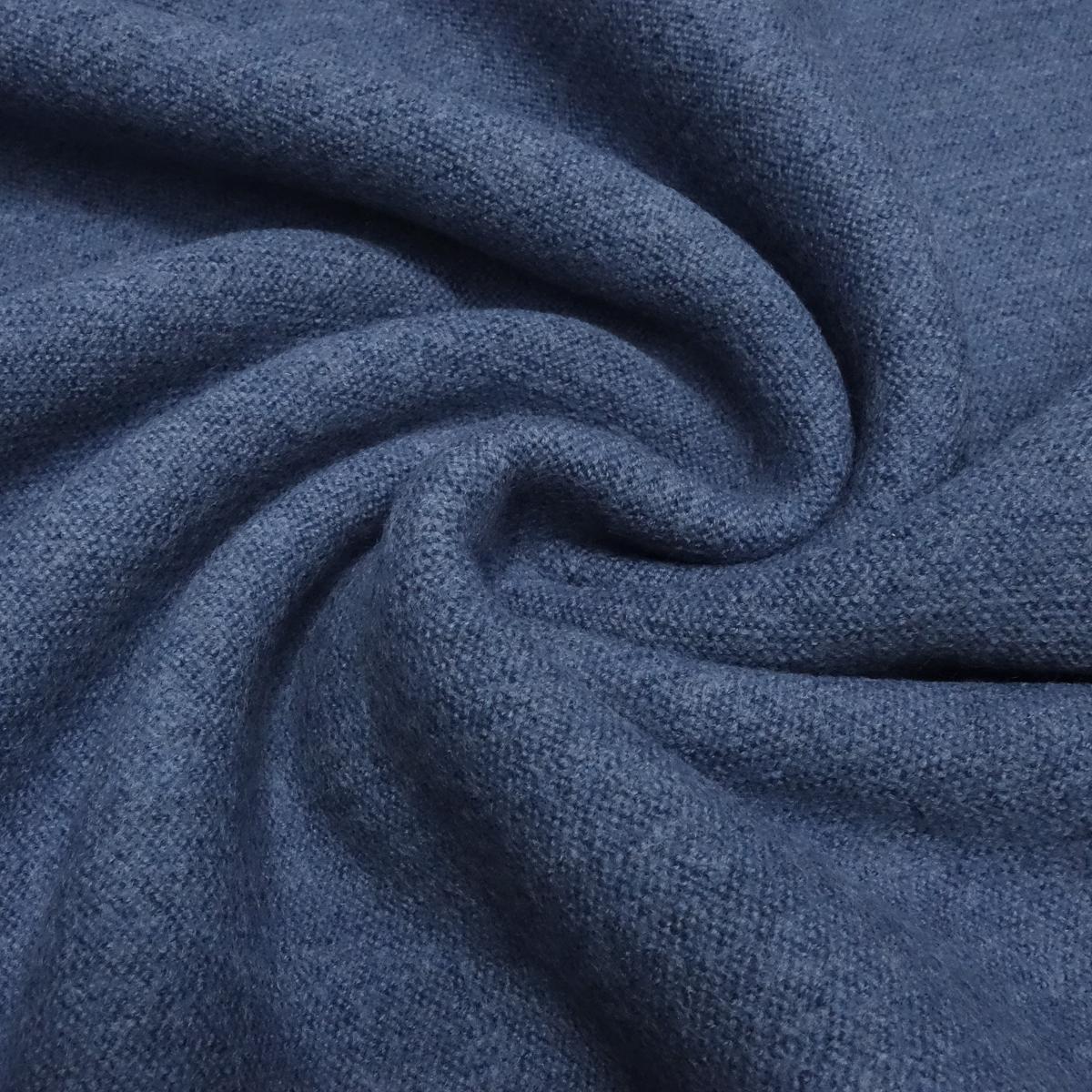 Fabric heavy italian doubleface 100% merino knit fabric uni jeans blue melange dress fabric coat fabric decoration fabric